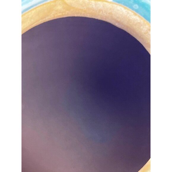 Handcrafted Costa Rican Turtle Design Blue & Terracotta Round Ceramic Vase 6" T - Picture 7 of 12